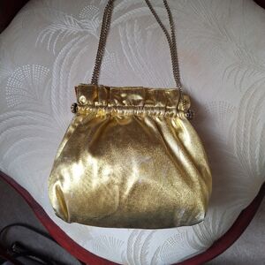 Elegant Lamé Gold Women's Vintage Bag